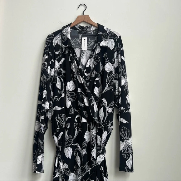 New Lane Bryant Polo Wrap Spring Lily Midi Dress 7X Matte Jersey Long Sleeve - Picture 4 of 15